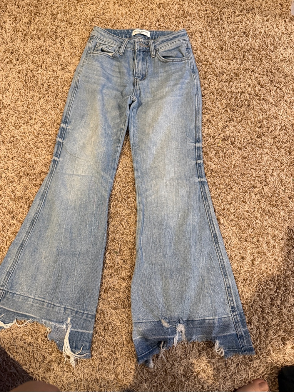 Flying Monkey Light Blue Distressed Flare YOUTH Jeans, size 10